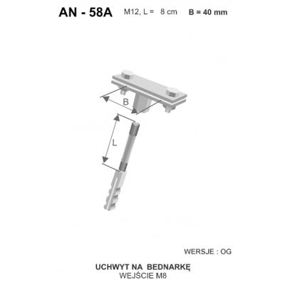 Uchwyt na bednarkę wkręcany L=80mm B-30mm M12 /OG/ AN-58a /OG/ C192428 AN-KOM (C192428)